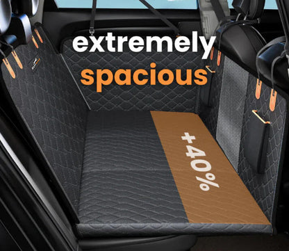 PupBench Road Bed dog car seat extender installed in a back seat
