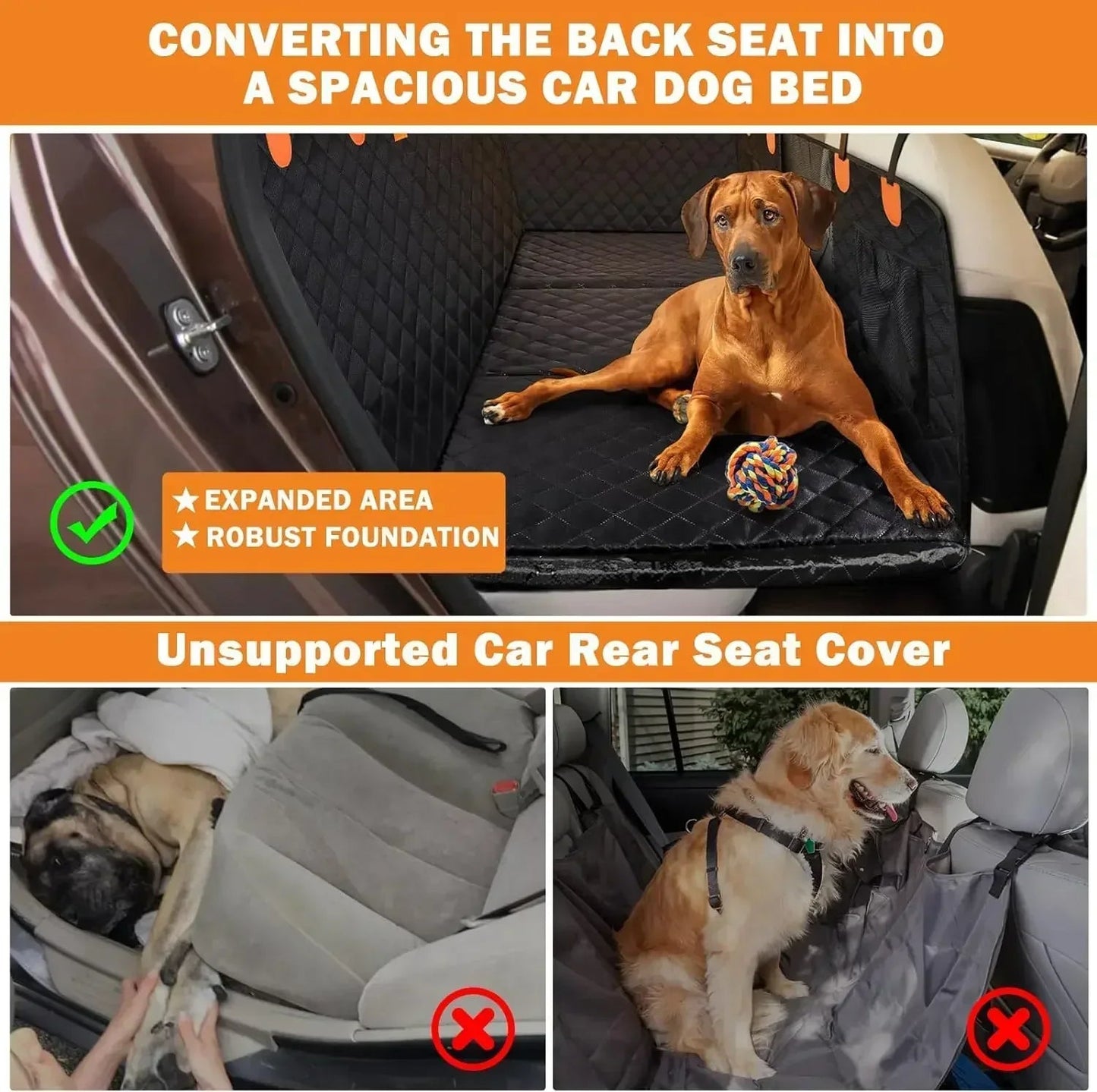 PupBench Road Bed dog car seat extender installed in a back seat