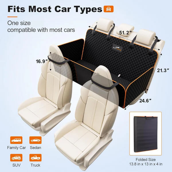 PupBench Road Bed dog car seat extender installed in a back seat