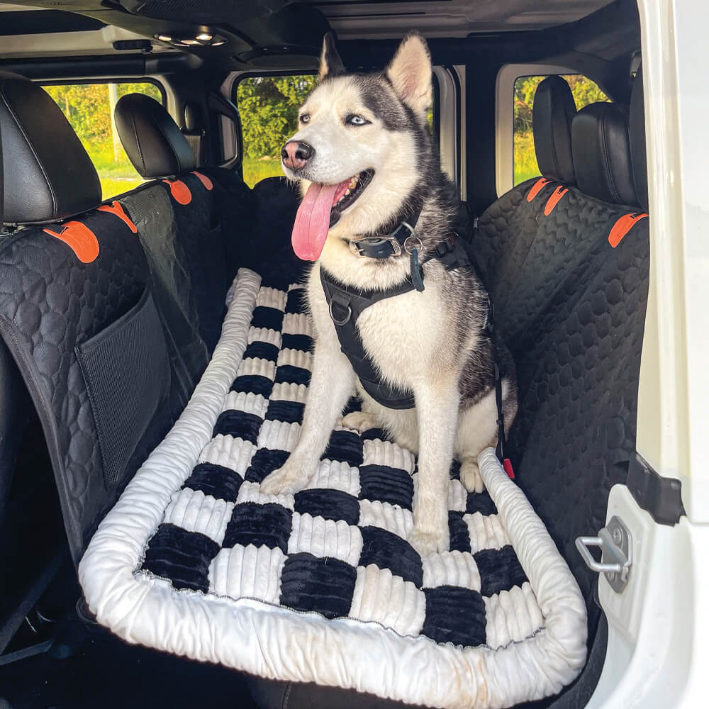Plush Dog Car Bed for Back Seat Travel