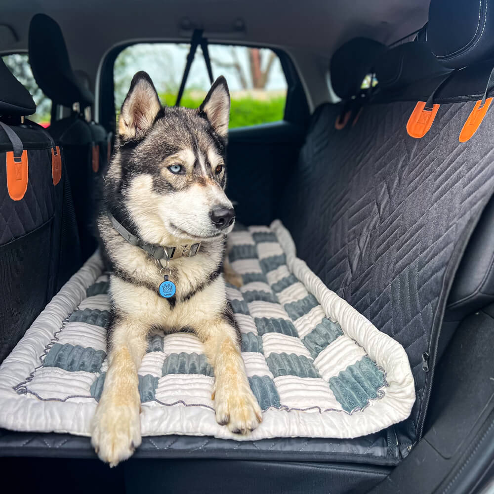 Plush Dog Car Bed for Back Seat Travel