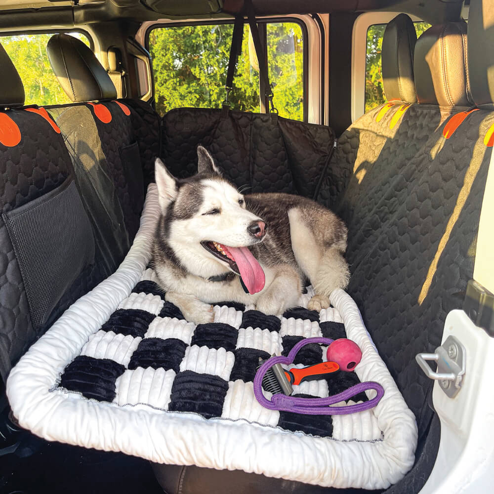 Plush Dog Car Bed for Back Seat Travel