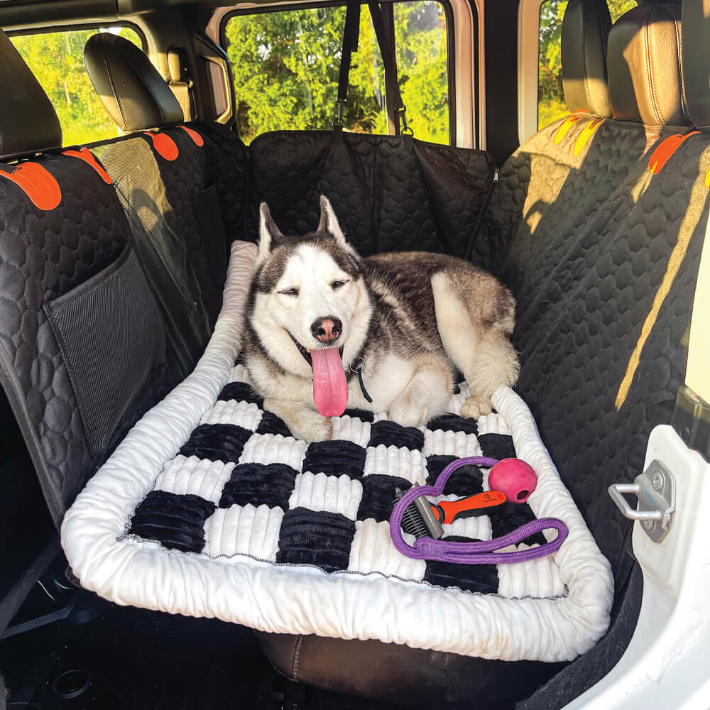 Plush Dog Car Bed for Back Seat Travel