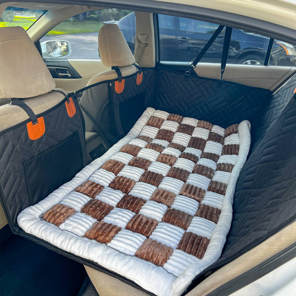 Plush Dog Car Bed for Back Seat Travel
