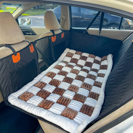 Plush Dog Car Bed for Back Seat Travel