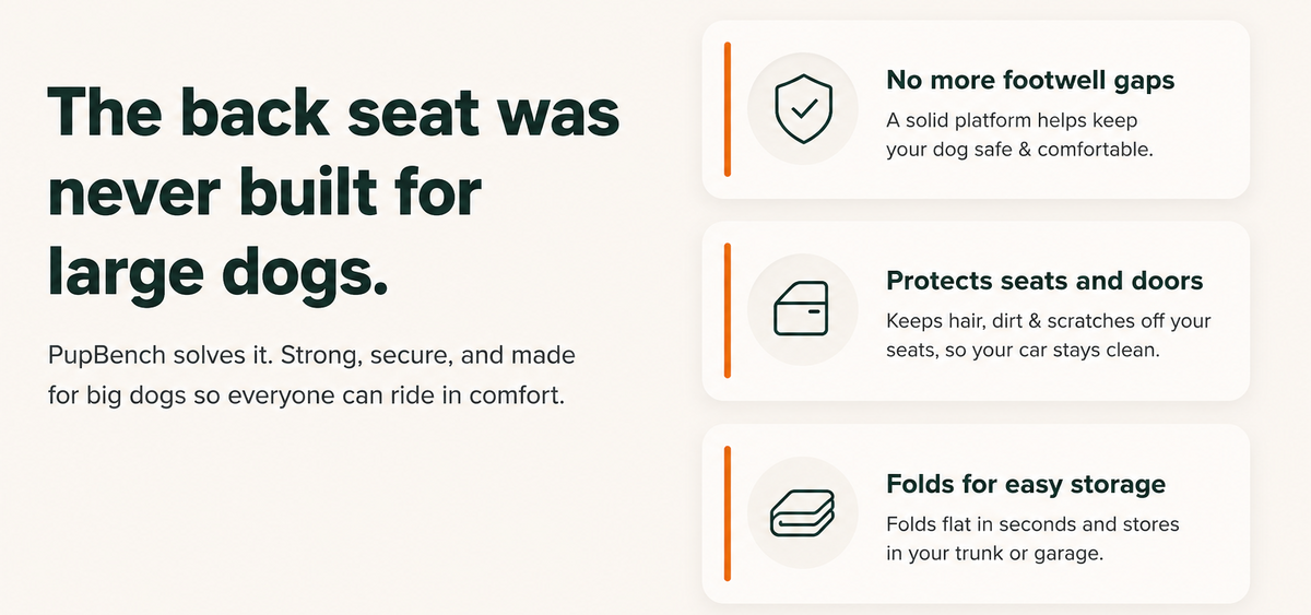 Dog car back seat extender features for a hard bottom dog car hammock