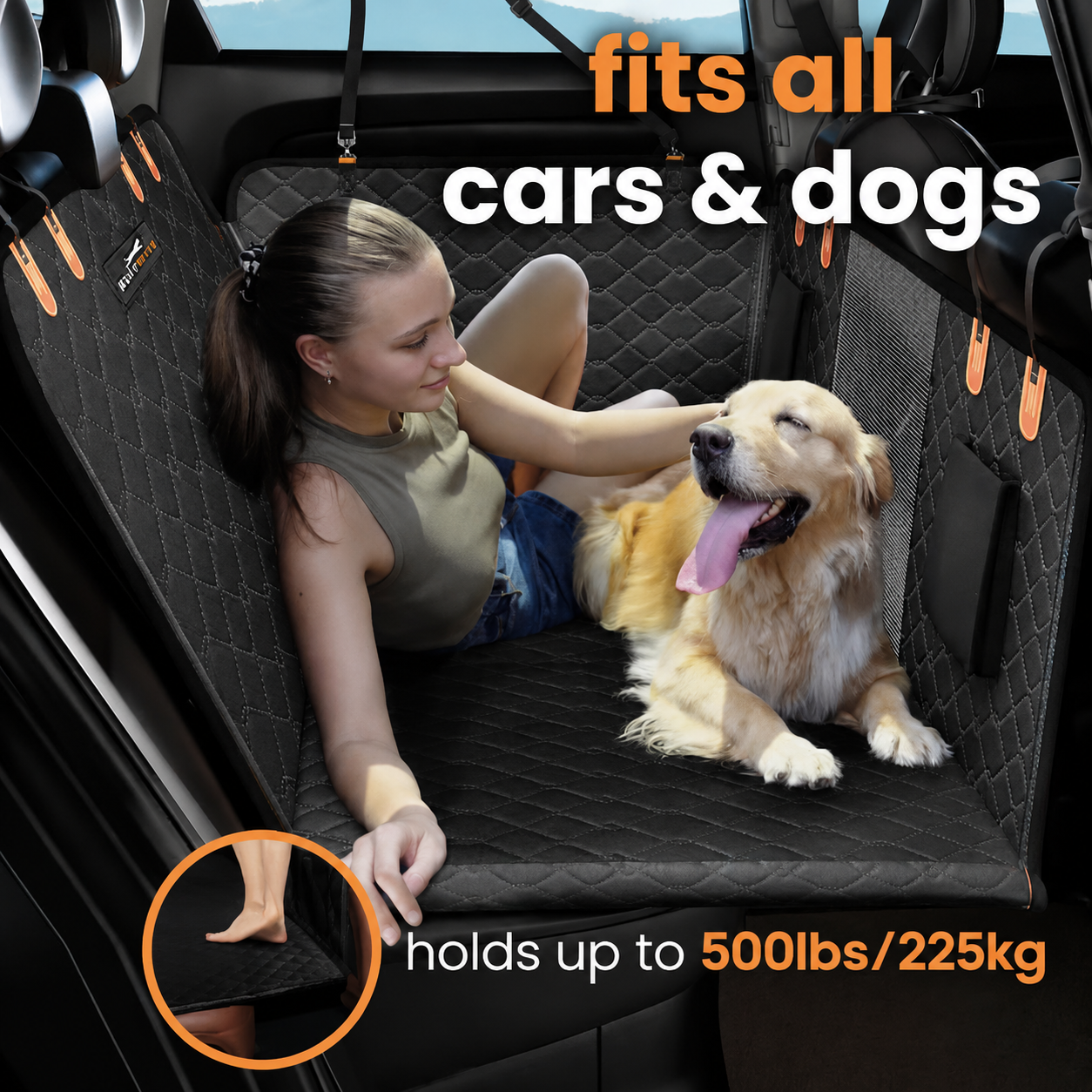 PupBench Road Bed dog car seat extender installed in a back seat