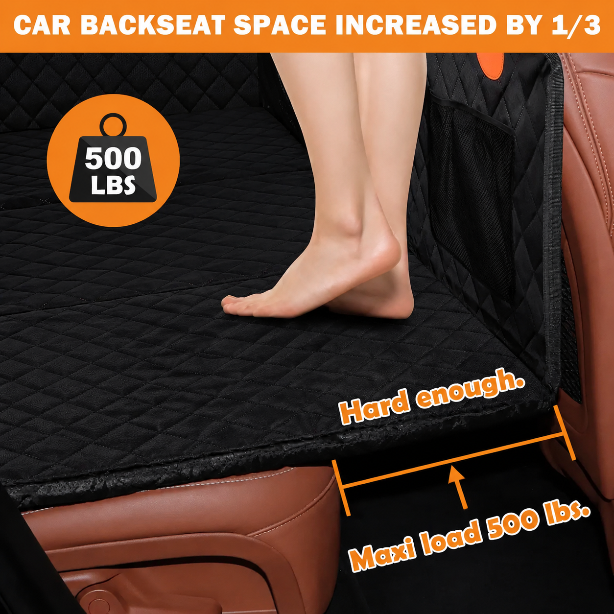 PupBench Road Bed dog car seat extender installed in a back seat